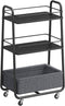 VASAGLE LILEA Collection - Storage Cart with Fabric Basket, 3-Tier Rolling Utility
