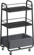 VASAGLE LILEA Collection - Storage Cart with Fabric Basket, 3-Tier Rolling Utility