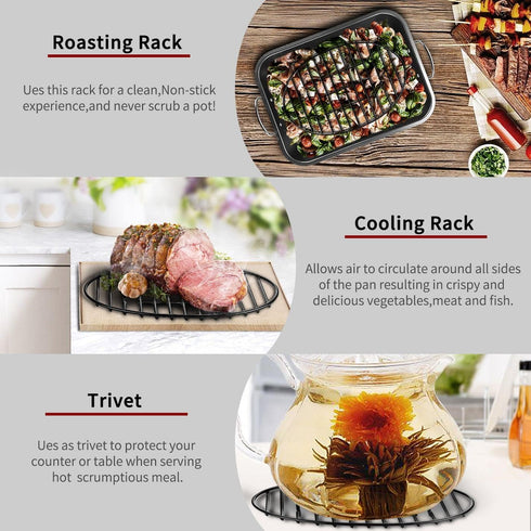 JY COOKMENT Cooling Roasting Rack, Integrated Feet, Enameled Coating, Dishwasher Safe (10inch*6.5inch)