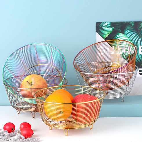 Meisha Round Fruit Bowl, Creative Mesh Dish Basket, Large Metal Wire Storage for Fruit, Vegetables, Snacks