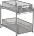 Mind Reader Accessory Organizer, 2 Tier Metal Mesh Supply Storage for Makeup, Crafts, Office, Kitchen, 8" L x 12.5" W x
