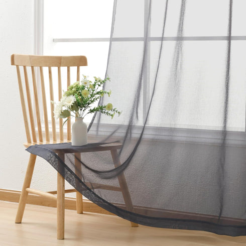 DWCN Ombre Sheer Curtains - Faux Linen Gradient Semi Voile Grommet Top Drapes, Set of 2 Panels, 52 x 54 Inch