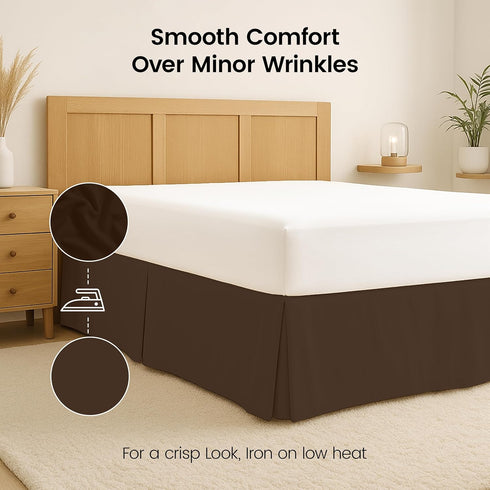 Utopia Bedding Queen Bed Skirt, Soft Quadruple Pleated Ruffle, 16 Inch Tailored Drop, Hotel Quality (Brown)