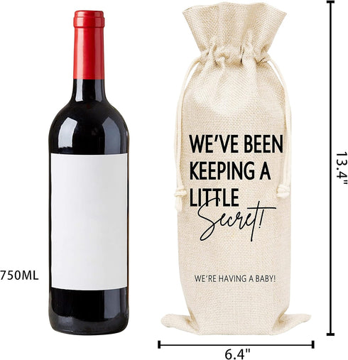 Pregnancy Announcement Wine Gift Bags, Burlap Wine Bottle Cover for New Baby, 1 Pc Wine Bag
