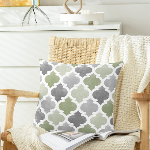 Pack 2 Cozy 20 20 Inches CaliTime Throw Pillow Cases of Fleece Gradient Geometric Trellis Chain Quatrefoil Accent