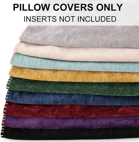 decorUhome Chenille Soft Throw Pillow Covers - 16x16 Set of 2, Farmhouse Velvet Decorative Covers, Aqua Haze