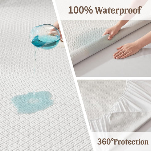 BEDLORE Waterproof Twin XL Mattress Protector - Noiseless Cover with Stretchable Pockets for 6-14 inches Mattress, Soft
