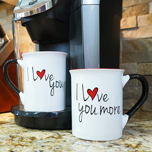 Wedding Gifts for Couples, Set of 2 I Love You More Coffee Mugs, Engagement Gift Ideas for Men/Women