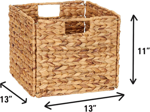 Household Essentials Foldable Wicker Storage Bin, Water Hyacinth, Sturdy Steel Frame, Handwoven and Decorative, Durable