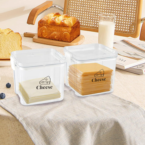 Yomjarl 2 Pack Cheese Container for Refrigerator Airtight Creamer Container with and Lid Cream Cheese Sliced Cheese Box