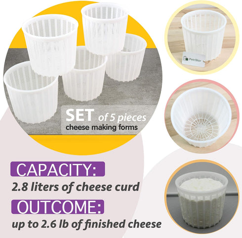 5 3 Pcs Soft Cheese Mold for Cheese Making QT - Cheese Making Mold - Cream Cheese Form Mold - Homemade Cheese Making