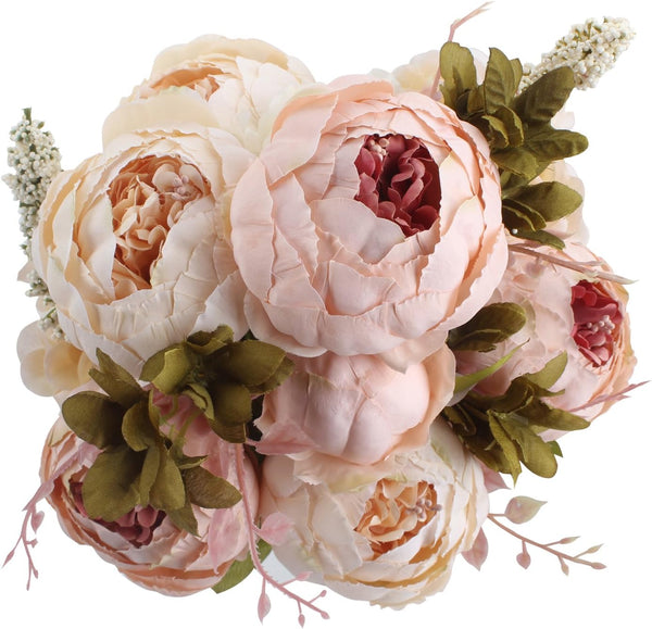 Duovlo Fake Flowers Vintage Artificial Peony Silk Flowers, Pack of 1 for Wedding Home Decoration (Light Pink)