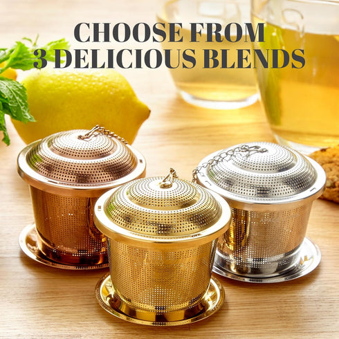 Tea Infuser Set of 2 with Tea Scoop and Drip Tray - Ultra Fine Stainless Steel Strainer for Loose Leaf Tea