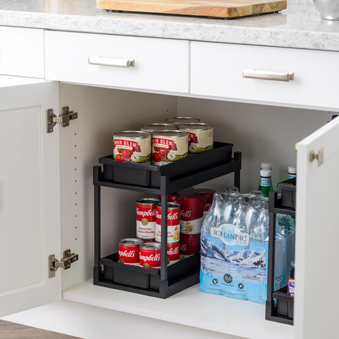 IRIS USA 2-Tier Under Sink Organizer, Storage with Sliding Drawers, Versatile Solution for Kitchen, Office, Bathroom