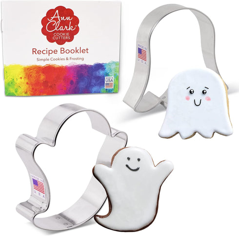 Halloween Ghost Cookie Cutters 2-Pc Set Made in USA by Ann Clark, 3", 3.5"