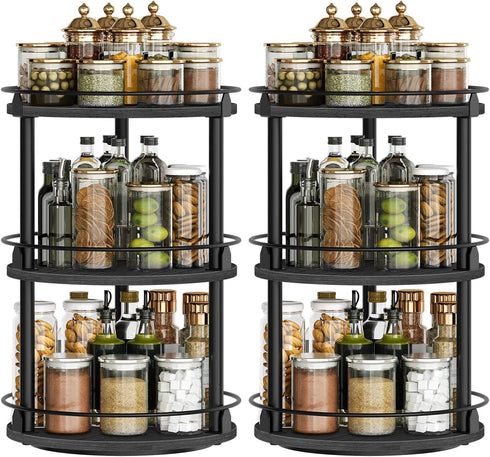 Set 2 3 Countertop, SR23L2BB YATINEY Spice Rack, of Lazy Susan Organizer, Tier Turntable Organizer For Cabinet, Compact