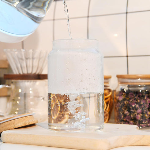 Glass Jar with Lid - 17.6 FL oz Airtight Glass Storage Jar for Kitchen Counter, Decorative Jar for Food
