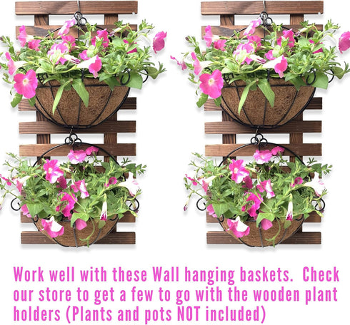 2 Pack 23.6" (60cm) ShopLaLa Wall Planter - Wooden Hanging Planter for Indoor Plants Wall Mount Plant Stand Ladder