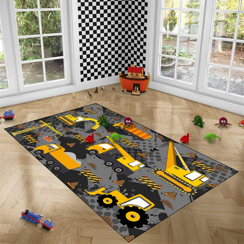 2'5''4' Construction Rugs for Boys Room Play Mat for Cars and Trucks PlayMat Kids Rugs for Playroom Car Carpet for Kids