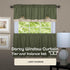 Darcy (Green/Camel) Tier and Valance Window Curtain Set - 58 Inch Width, 36 Inch Length - Light Filtering Drapes for