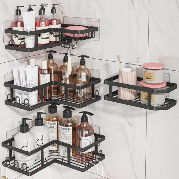 Youvip Shower Caddy Corner with Soap Holder, No Drilling Shower Shelves-Rustproof, Adhesive