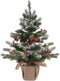 24 Inch 2 FT Pre-lit Snowy Mini Christmas Tree, DECSPAS Small Tabletop Flocked Tree with 20 LED Lights for Holiday Party