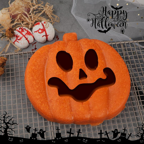 Webake Pumpkin 8 Inch Cake Pan, Silicone Jack-O-Lantern Mold, 3D Pumpkin Shaped Baking Pan for Halloween