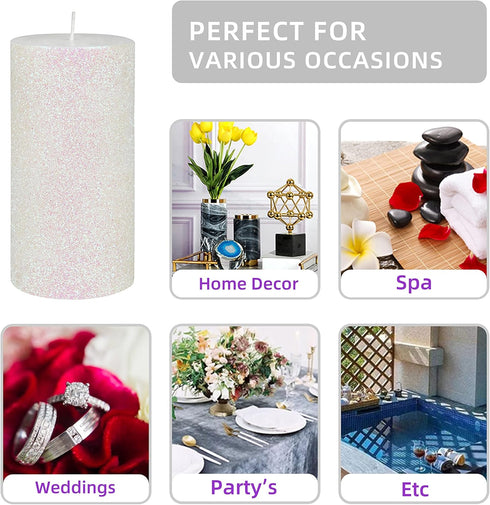 Zest Candle Pillar Candle - 3 by 6-Inch, Metallic White Glitter