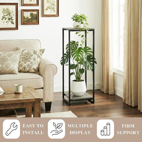 34" 2-Tier Tall Plant Stand Indoor, Modern Plant Shelf, Corner Flower Pot Holder Organizer for Living Room Balcony