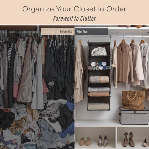 5-Shelf Closet, Closet 2 12 12" 15" 48" StorageWorks Hanging Shelves for Foldable Hanging Organizers with Side Pockets