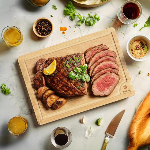 ROYAL CRAFT WOOD Bamboo Cutting Board with Juice Groove, Heavy Duty Kitchen Chopping Board for Meat, Cheese, Vegetables