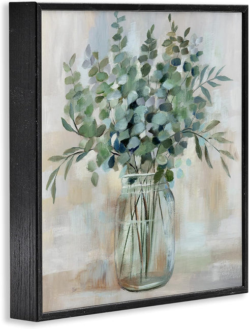 Stupell Industries Soothing Eucalyptus Flower Herb Arrangement Rustic Jar Framed Wall Art, Design by Nan