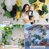 74 Pcs Artificial Palm Leaves, 7 Kinds Tropical Fake Leaves for Safari Jungle Hawaiian Dinosaur Luau Party Decoration