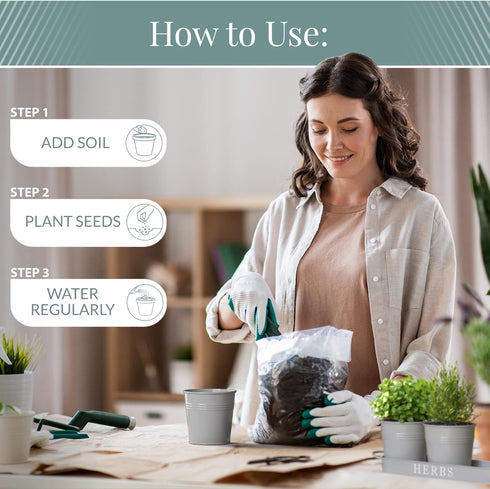 Set Set/3 Barnyard Designs Indoor Herb Garden Planter with Tray, Metal Windowsill Plant Pots with Drainage for Outdoor