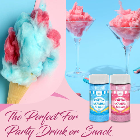 Under the Sun Products Package -8.5oz Pack 2 Cotton Candy Floss Sugar of ct-(Pink Vanilla, Blue Raspberry Each Flavor