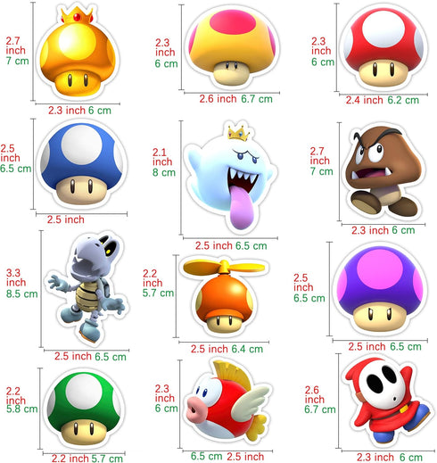 Mushroom Fridge Magnet (12 Pack) Funny Magnet Super Game Bumper Office Cabinets Decoration Fridge Metal Magnet Flexible Reusable Magnetic Vinyl