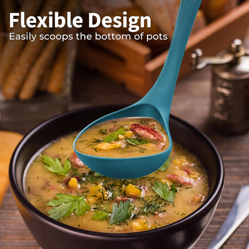 Zulay Kitchen Soup Ladle - Ergonomic, Heat-Resistant for Serving Soup, Chili, Gravy & More - Sky Blue