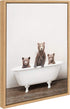 18x24 Kate and Laurel Sylvie Three Little Bears in Vintage Bathtub Framed Canvas Wall Art by Amy Peterson, Natural