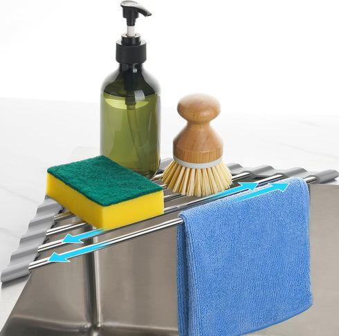 Tomorotec Adjustable Triangle Dish Drying Rack, Foldable Stainless Steel Over The Sink