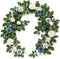 Ling's Moment 5FT Dusty Blue Artificial Flower Garland Rose Leaves Floral Garland