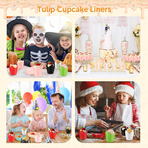 Baking Cups 100Count: Standard Tulip Cupcake Liners, Greaseproof Muffin Liners for Wedding Birthday Party