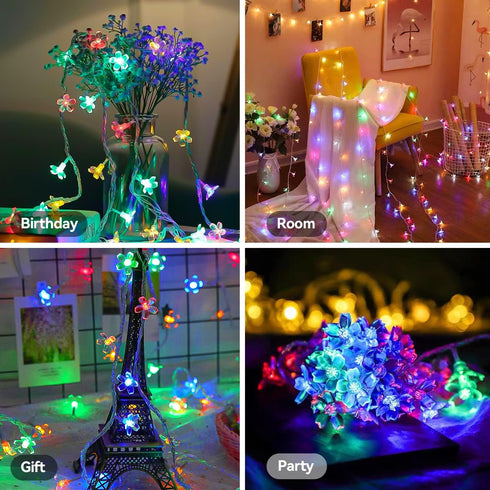 LIGHTOP 30LED L LAMPOP Flower Fairy Lights Battery Operated String Lights Cherry Blossom Waterproof Indoor Decoration