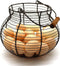 CVHOMEDECO Antique Wire Egg Basket, Vintage Gathering Basket with Wood Handle, Rusty