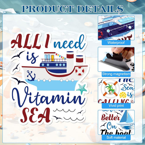27 Pcs Cruise Door Magnets, Funny Sea Navigation Refrigerator Stickers for Cruise Ship Door Decor and Cabin Party