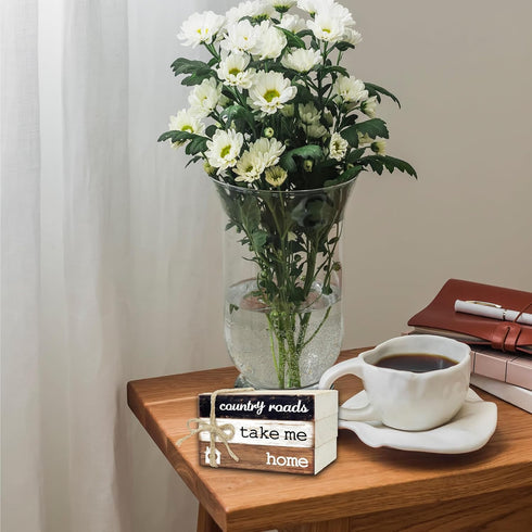 Ycyfckdr Country (L62) Decorative Books for Home Decor, Rustic Wood Book Stack for Table Decor, Roads Take Me Home