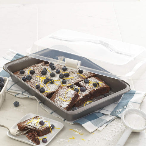 GoodCook Everyday Nonstick Steel Bake-N-Take Oblong Pan, 9" x 13" with Lid, Gray