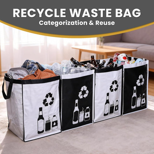 4 Pack Recycle Waste Bag for Kitchen Home- Large Indoor Recycling Bins Trash Sorting Organizer, Reusable