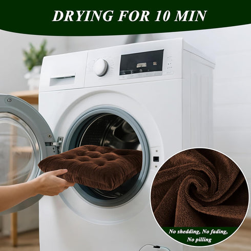 2 Set Rocking Chair Cushions Indoor Velvet Chair Pads High Back and Seat Cushion Piece Brown