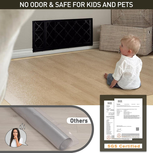 3'5' Clear Plastic Area Mat for Under High Chair, Large No Slip Waterproof Vinyl Floor Mat for Home, Anti-Spill Hard