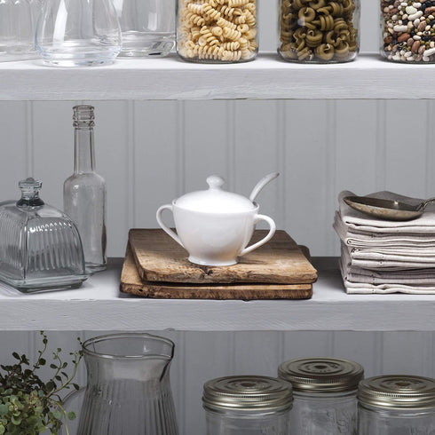 WM Bartleet & Sons 1750 Traditional Porcelain Sugar Bowl with Lid & Spoon, White